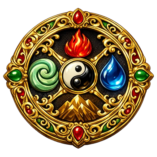 Element Reading — four-element gold emblem